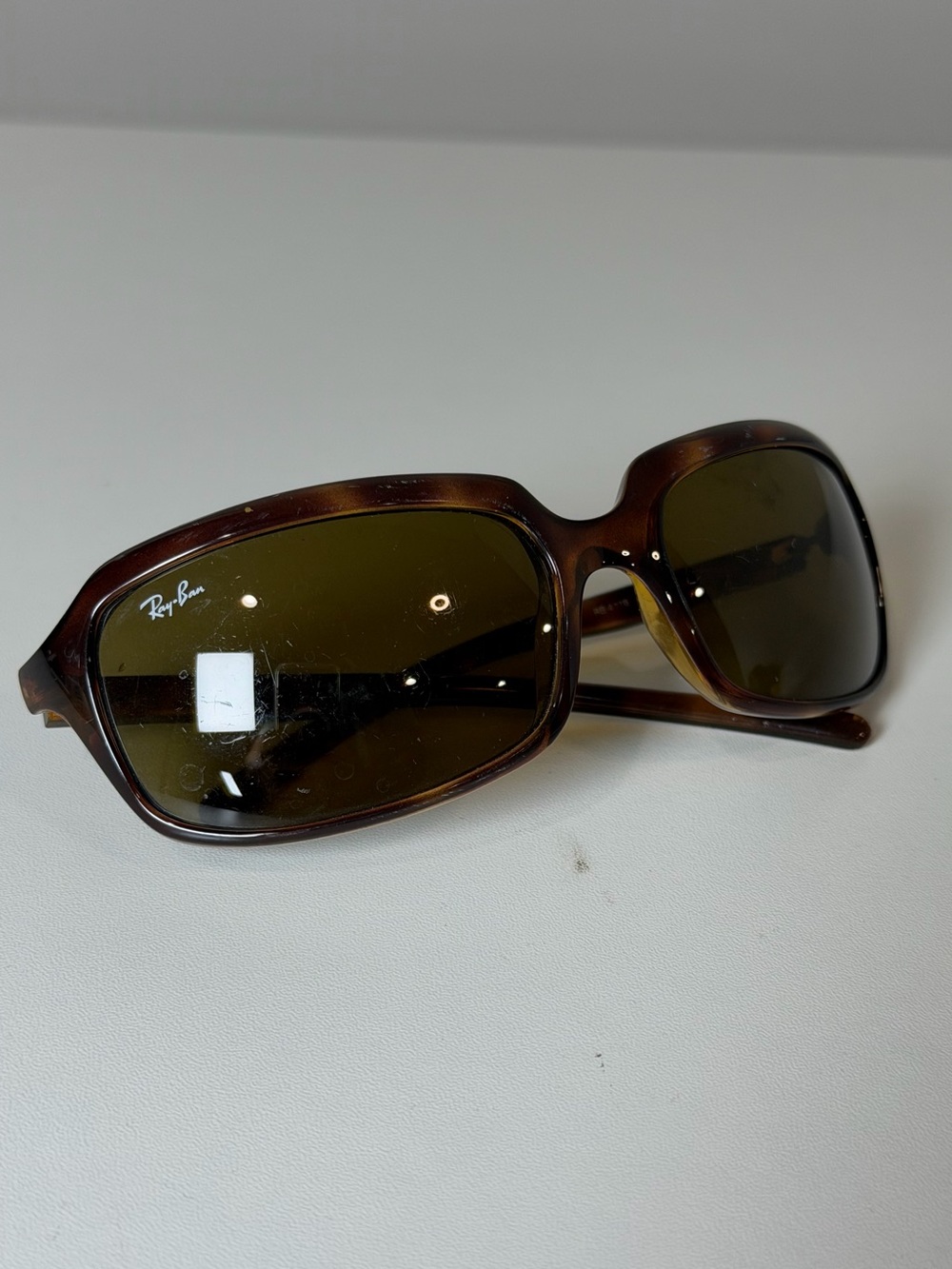 Ray-Ban RB4116 Rectangular Sports Wrap Tortoise Frame Sunglasses Green Lens